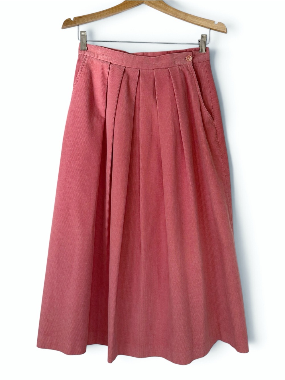 Vintage 70s Corduroy A-Line White Stag Skirt